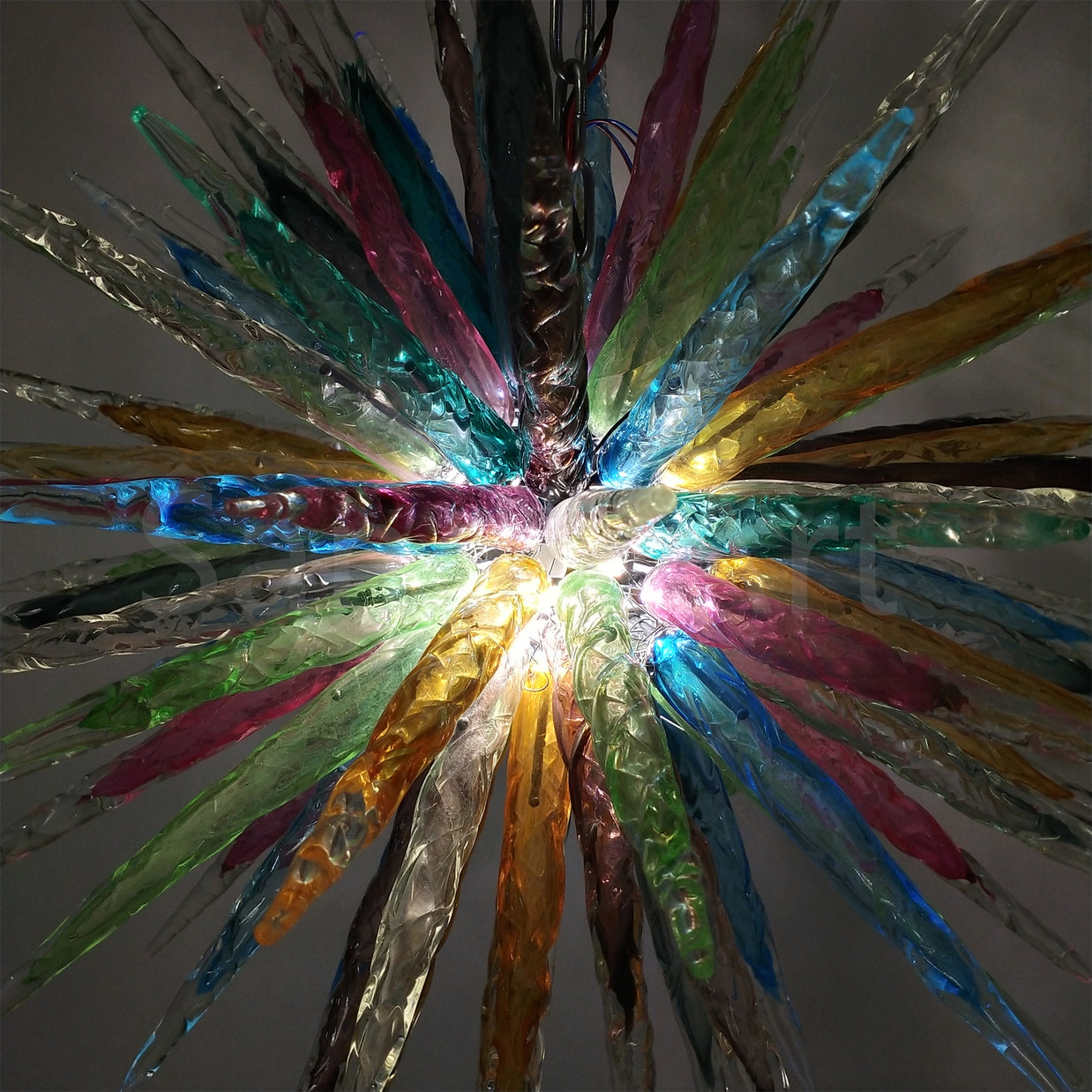 Multicolor hand made blown glass icicle chandelier modern design