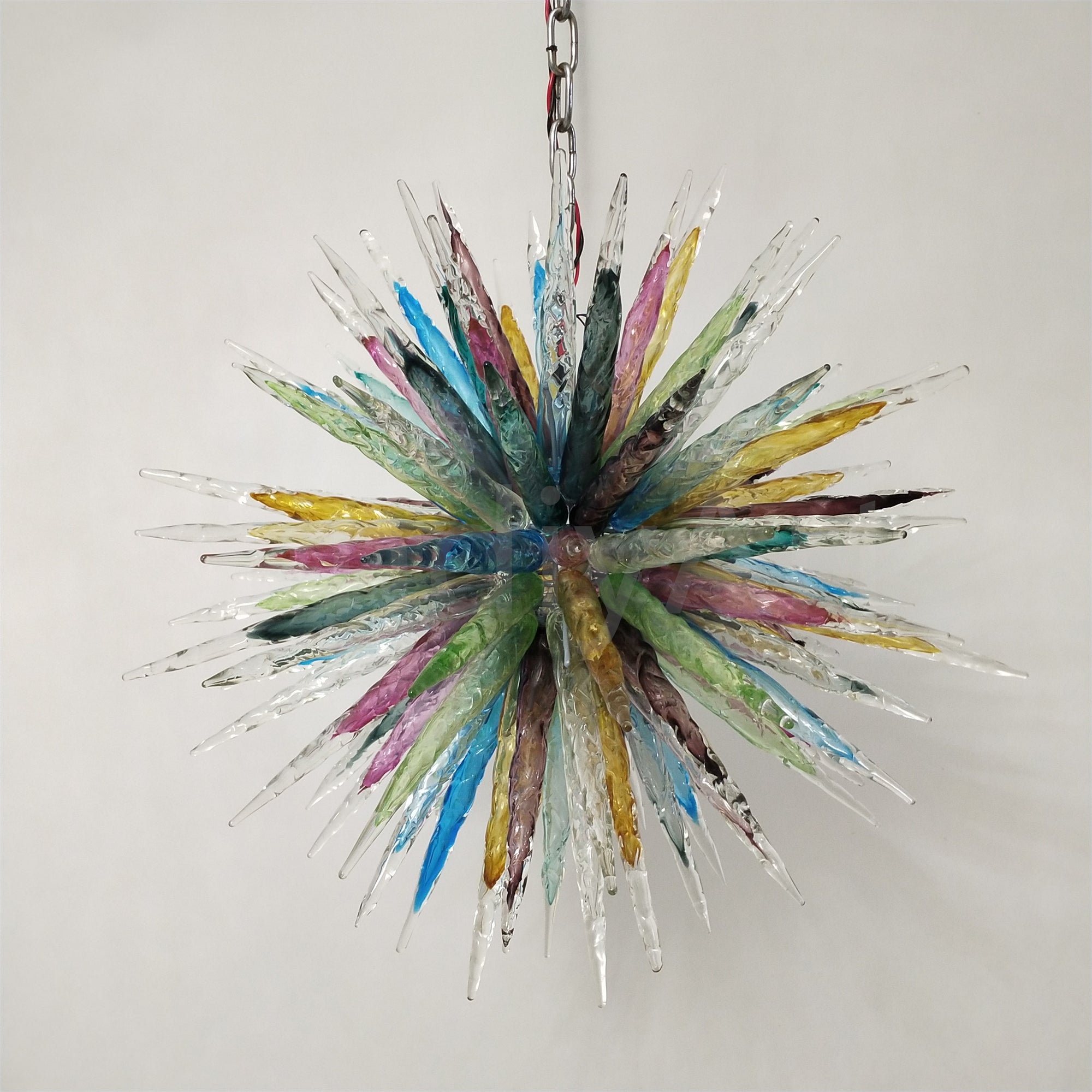 Multicolor hand made blown glass icicle chandelier modern design