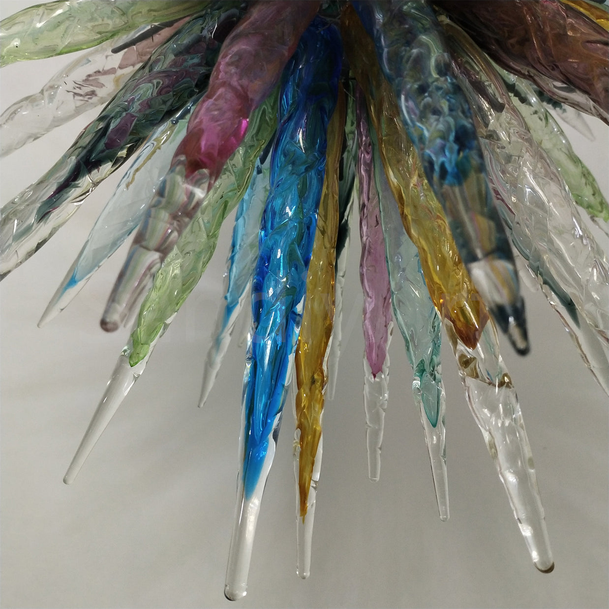 Multicolor hand made blown glass icicle chandelier modern design