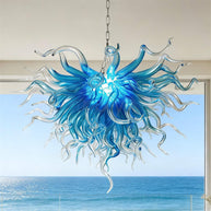 Colored glaze custom blown glass chandelier lighting blue color