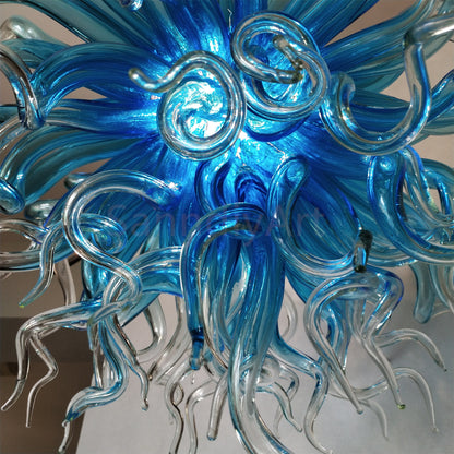 Colored glaze custom blown glass chandelier lighting blue color