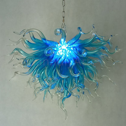 Colored glaze custom blown glass chandelier lighting blue color