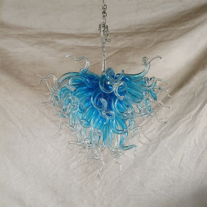 Colored glaze custom blown glass chandelier lighting blue color