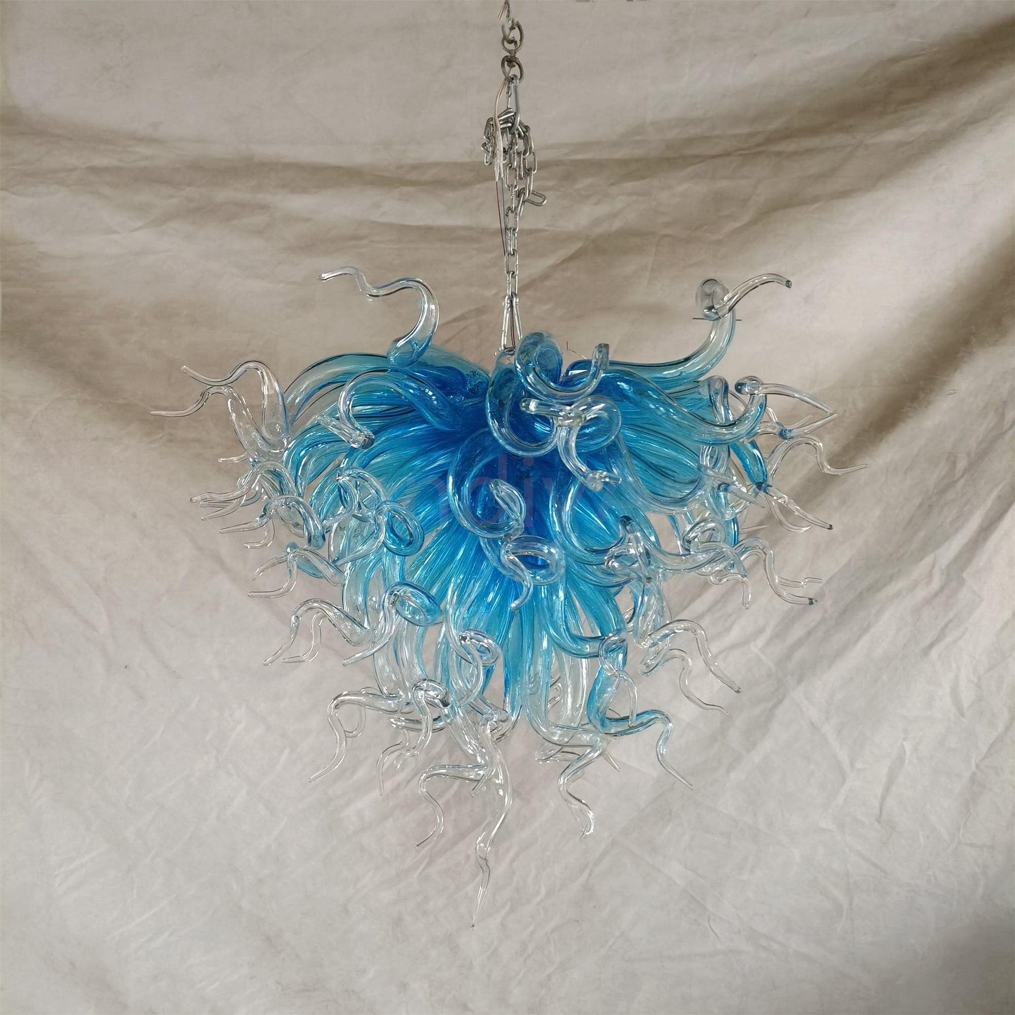 Colored glaze custom blown glass chandelier lighting blue color