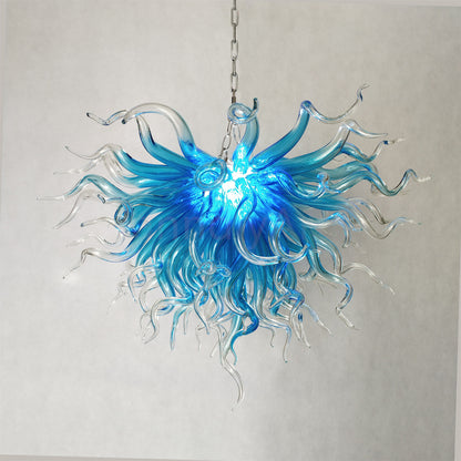 Colored glaze custom blown glass chandelier lighting blue color