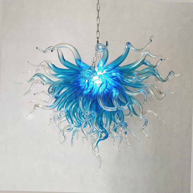 Colored glaze custom blown glass chandelier lighting blue color