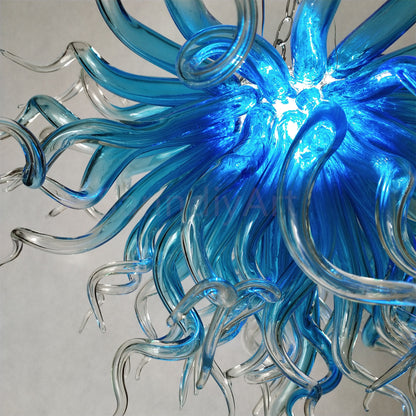 Colored glaze custom blown glass chandelier lighting blue color