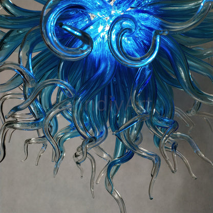 Colored glaze custom blown glass chandelier lighting blue color