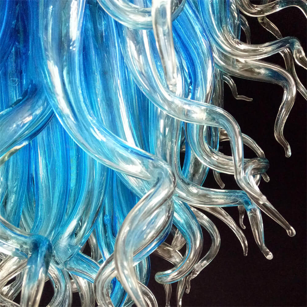 Blue mouth blown glass DIY hand made chandelier home decoration