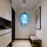 Blue mouth blown glass DIY hand made chandelier home decoration