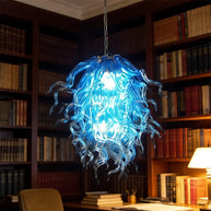 Blue mouth blown glass DIY hand made chandelier home decoration