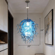 Blue mouth blown glass DIY hand made chandelier home decoration