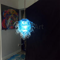 Blue mouth blown glass DIY hand made chandelier home decoration