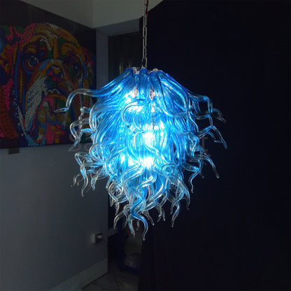 Blue mouth blown glass DIY hand made chandelier home decoration
