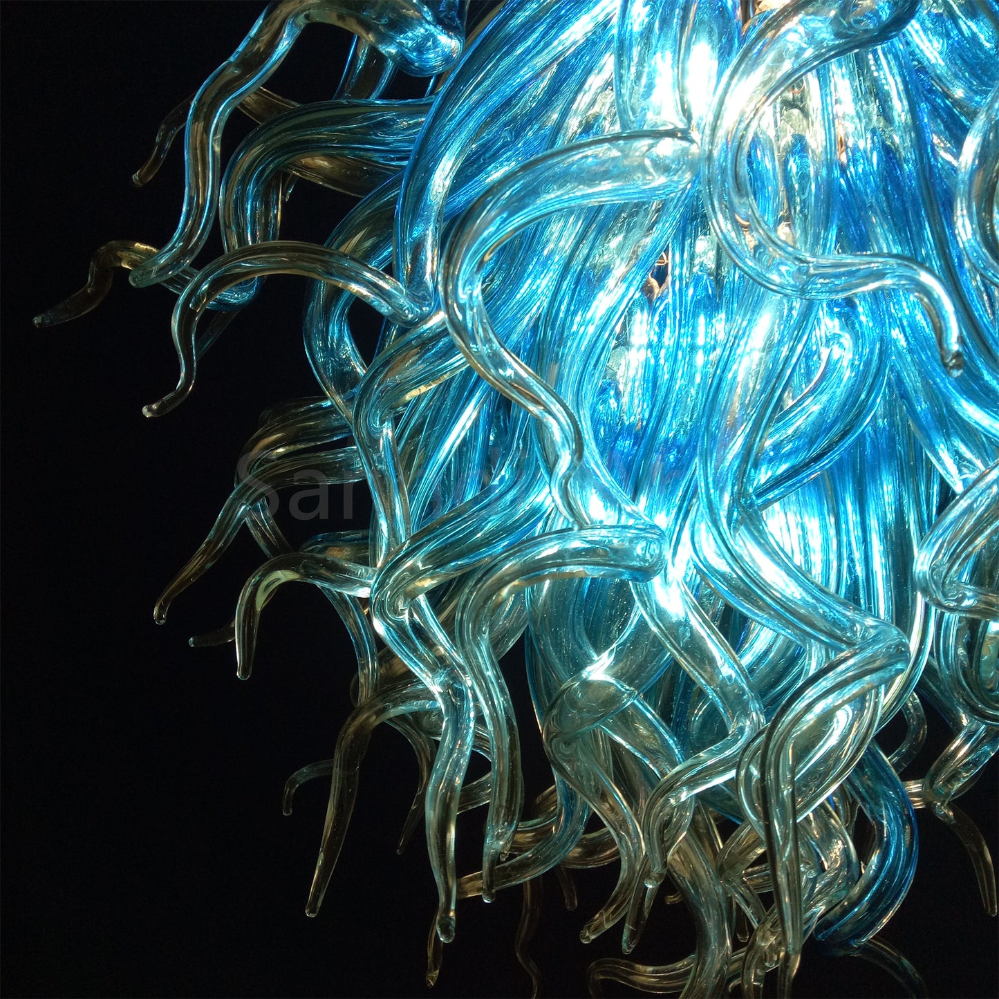 Blue mouth blown glass DIY hand made chandelier home decoration