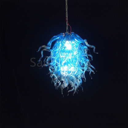 Blue mouth blown glass DIY hand made chandelier home decoration