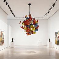 Colorful lotus shape hand made glass leaves chandelier ligthing hotel decoration