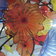 Colorful lotus shape hand made glass leaves chandelier ligthing hotel decoration