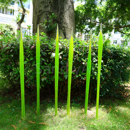 Bright green hand made blown glass sticks decoration similar chihuly garden glass decoration