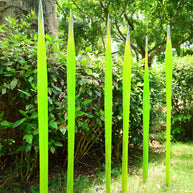 Bright green hand made blown glass sticks decoration similar chihuly garden glass decoration