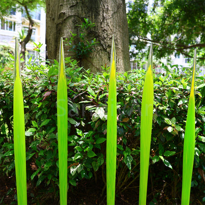 Bright green hand made blown glass sticks decoration similar chihuly garden glass decoration