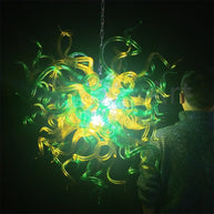 Green and amber color diy glass lamp home decoration art