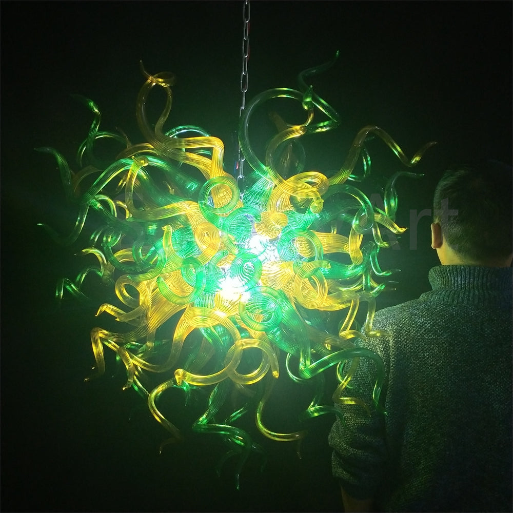 Green and amber color diy glass lamp home decoration art