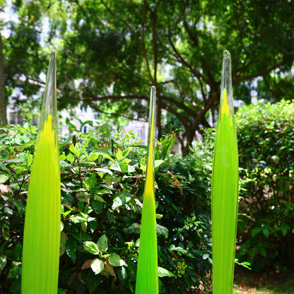 Bright green hand made blown glass sticks decoration similar chihuly garden glass decoration