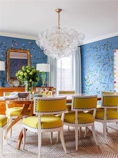 Blown glass bubbles chandelier clear color modern design for dining room