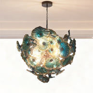 Blue blown glass flower ligthing modern design art