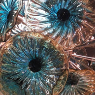 Blue blown glass flower ligthing modern design art