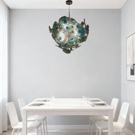 Blue blown glass flower ligthing modern design art