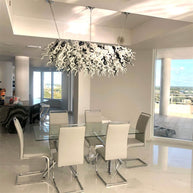 200cm long dining room blown glass chandelier white and silver mixed modern design