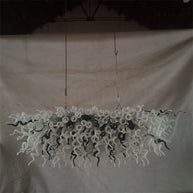 200cm long dining room blown glass chandelier white and silver mixed modern design