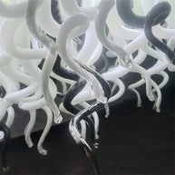 200cm long dining room blown glass chandelier white and silver mixed modern design