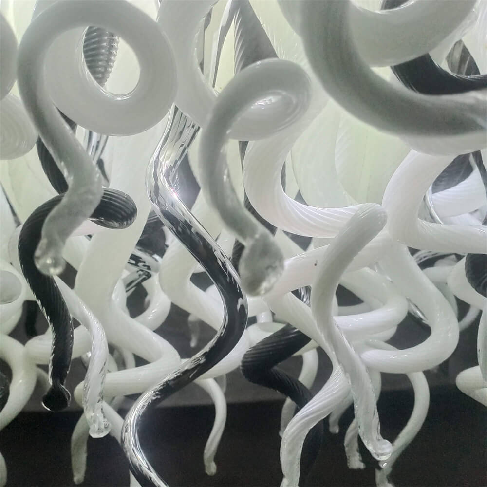 200cm long dining room blown glass chandelier white and silver mixed modern design