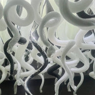 200cm long dining room blown glass chandelier white and silver mixed modern design