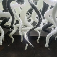 200cm long dining room blown glass chandelier white and silver mixed modern design