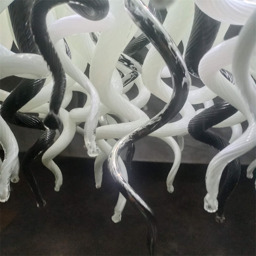 200cm long dining room blown glass chandelier white and silver mixed modern design