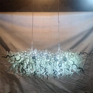 200cm long dining room blown glass chandelier white and silver mixed modern design