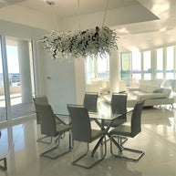 200cm long dining room blown glass chandelier white and silver mixed modern design