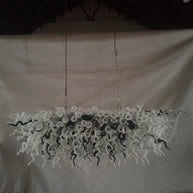 200cm long dining room blown glass chandelier white and silver mixed modern design