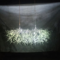 200cm long dining room blown glass chandelier white and silver mixed modern design