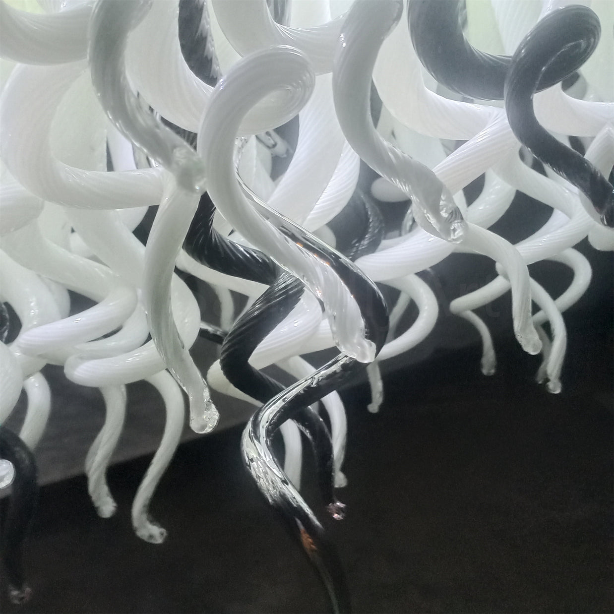 200cm long dining room blown glass chandelier white and silver mixed modern design