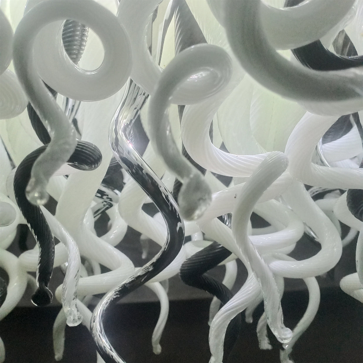 200cm long dining room blown glass chandelier white and silver mixed modern design