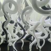 200cm long dining room blown glass chandelier white and silver mixed modern design