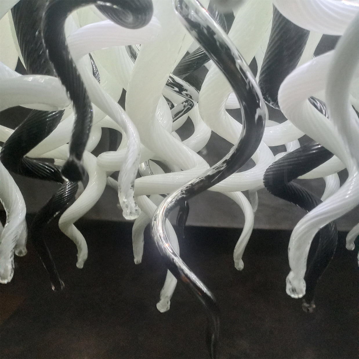 200cm long dining room blown glass chandelier white and silver mixed modern design