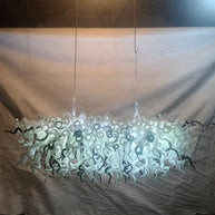 200cm long dining room blown glass chandelier white and silver mixed modern design