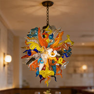 Nice DIY hand made flower chandelier lighting Mixed natural shapes flowers leaves horn