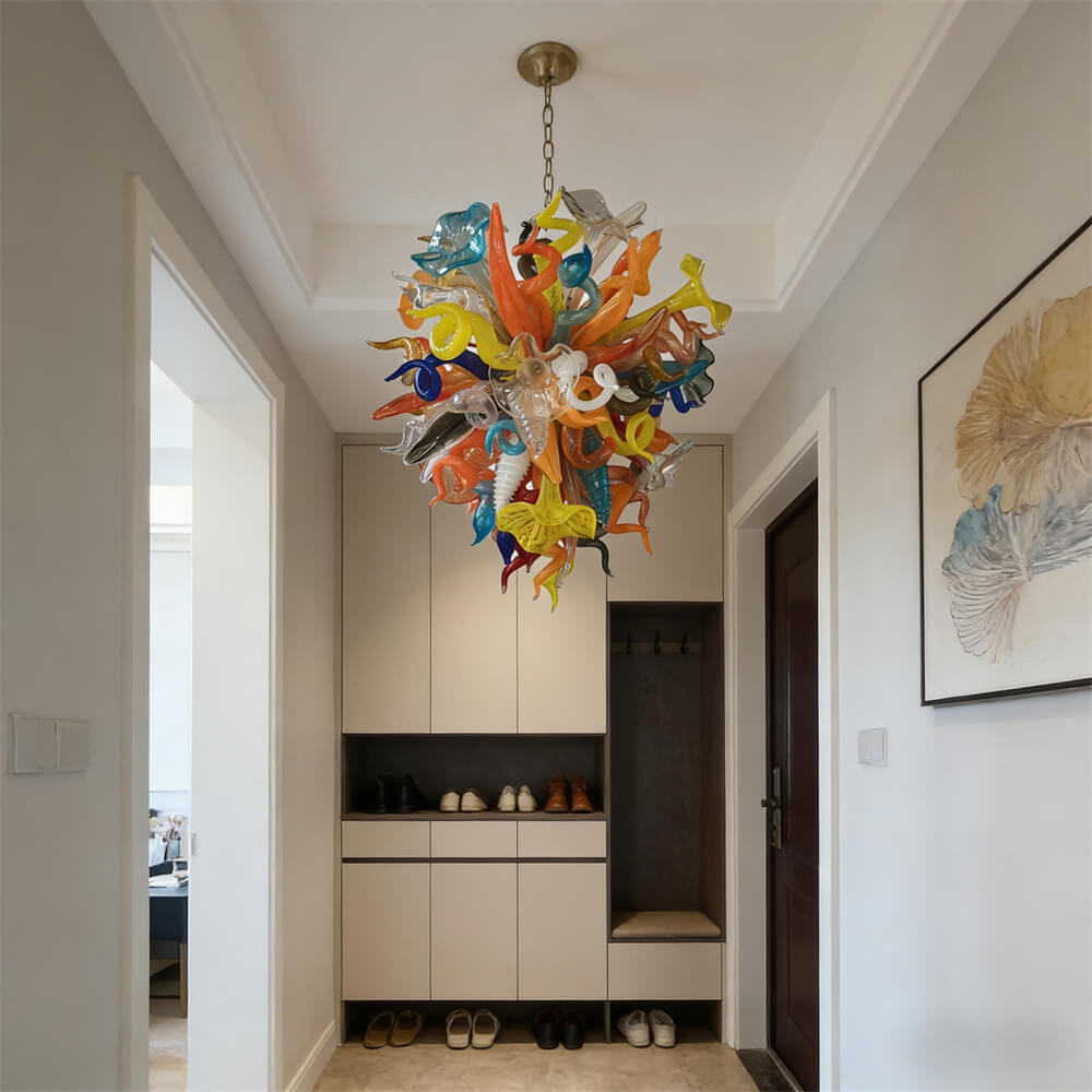 Nice DIY hand made flower chandelier lighting Mixed natural shapes flowers leaves horn